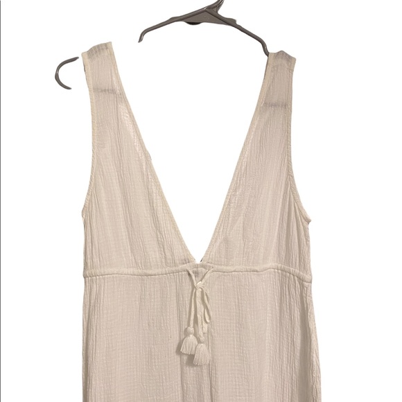 J. Crew Deep V-neck white midi dress in crinkle cotton/swimwear, size small - Picture 7 of 8